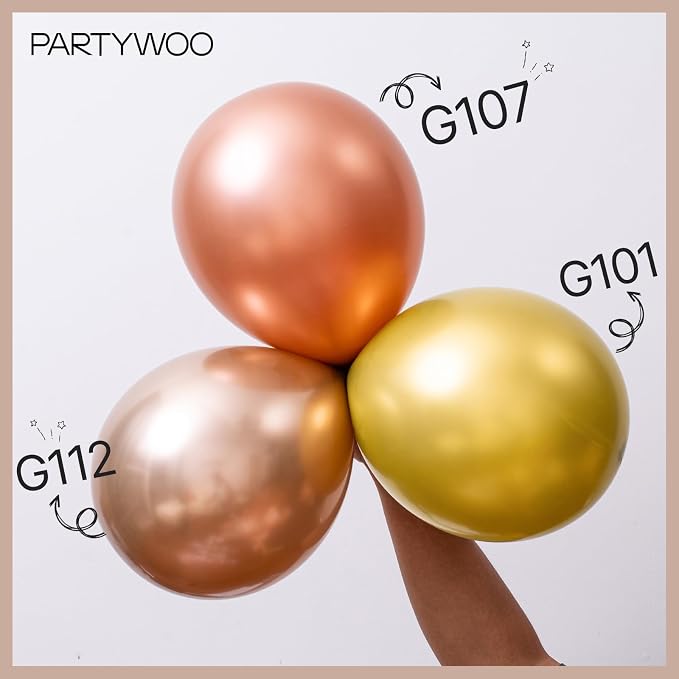 PartyWoo Metallic Rose Gold Balloons 85pcs Chrome Champagne Gold Color | - Image 4