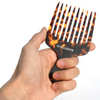 14MX Long-Tooth Comb/Afro Hair Lift Combs for Women's Curls and Men's Beards - Hand-Made, Hand-Crafted Beauty for Effortless Styling (Tortoise, 2 PACK)