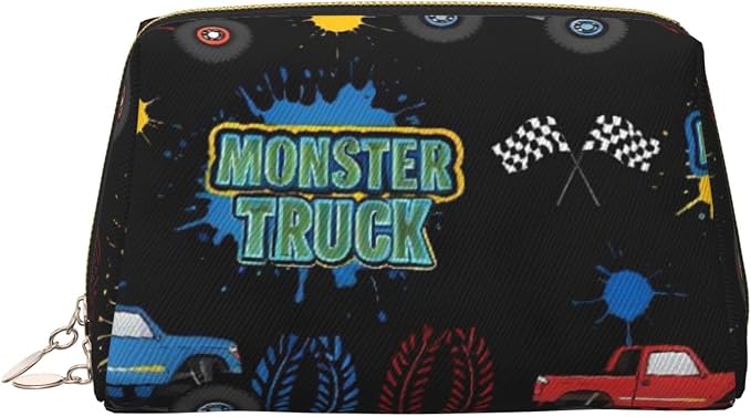 Monster Truck Car Leather Makeup Bag Cosmetic Pouch Portable Travel Toiletry by Unknown