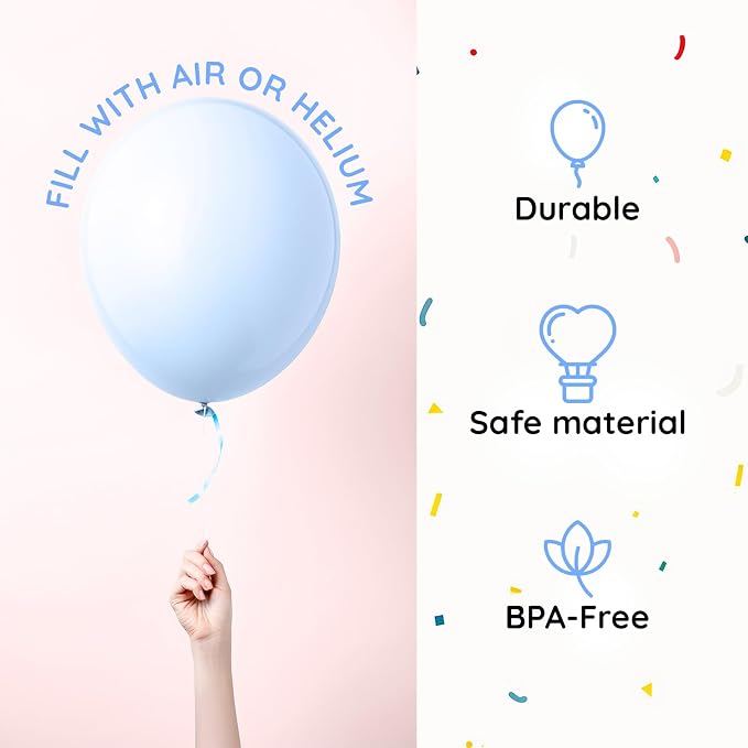 ZENO Light Blue Balloons 50pcs 12 Inch Helium Grade Latex Balloons - Image 4