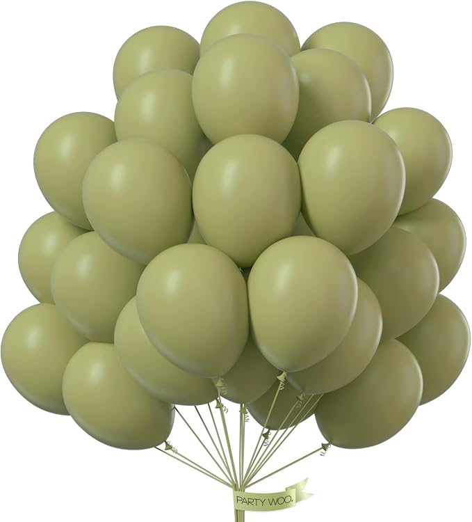 PartyWoo Sage Green Balloons 50pcs Olive Eucalyptus Green Color | 12 Inch by PartyWoo