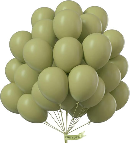 PartyWoo Sage Green Balloons 50pcs Olive Eucalyptus Green Color | 12 Inch by PartyWoo