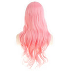 Baruisi Long Curly Wavy Pink Wigs for Women Side Part Natural Looking Cosplay Synthetic Heat Resistant Replacement Wig