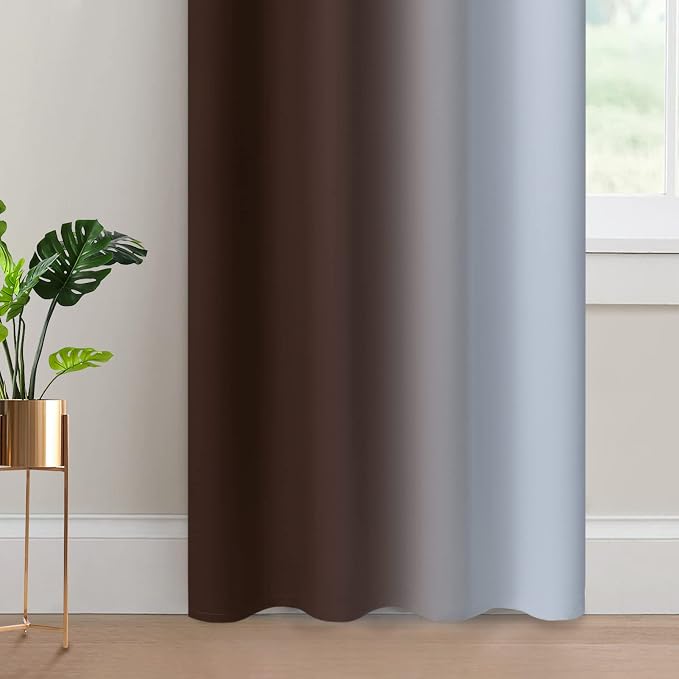 Yakamok Ombre Curtains Brown and Greyish White - Image 4