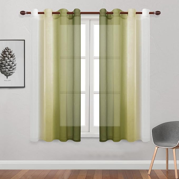DWCN Faux Linen Ombre Sheer Curtains - Image 2