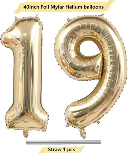 Light Gold 26 Number Balloons 40 Inch Giant Champagne Gold Birthday Numbers | - Image 4