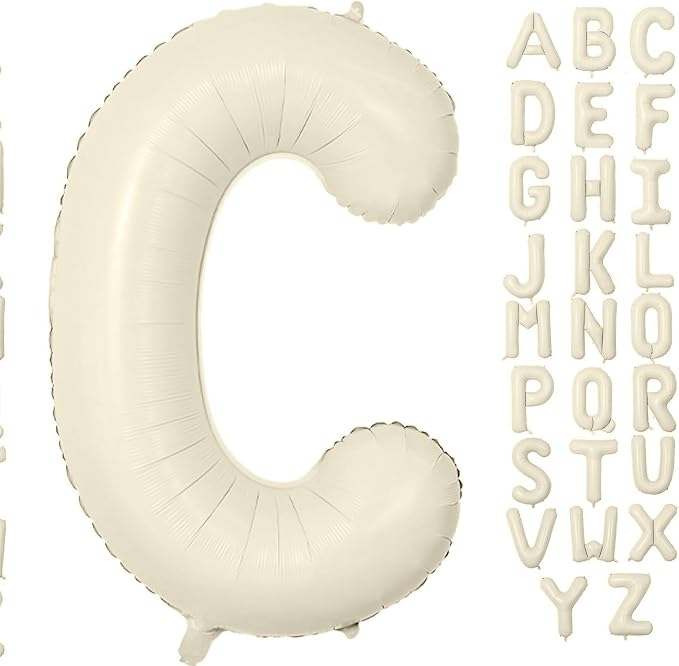 Letter Balloon 40Inch Cream White Big Alphabet Balloons Letter C | Giant Foil by YUNSHANGMO