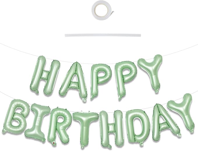 TONIFUL 16 Inch Sage Green Happy Birthday Foil Balloons | Mylar Letter Birthday by TONIFUL