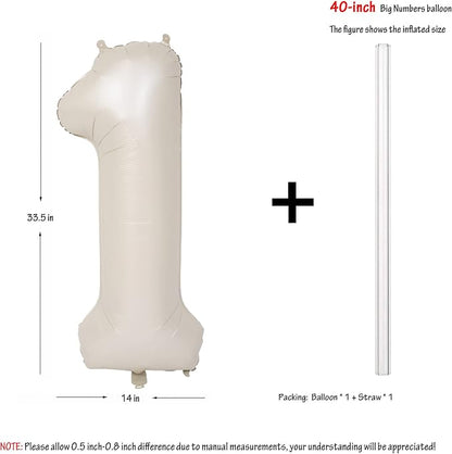 40 In Cream white Number Balloons Helium Foil Mylar Balloon Digital 1 | - Image 2