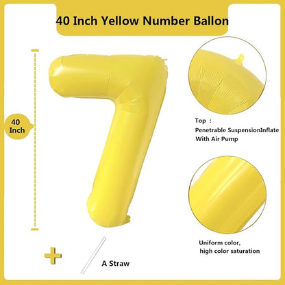 40 inch Yellow Number Balloon Giant Foil Helium Balloons Number 7 Balloon - Image 2