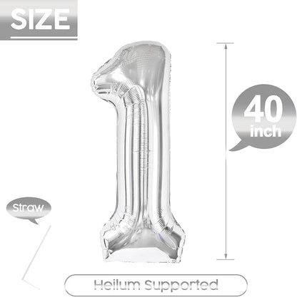 1 Balloon - Silver Birthday Number Balloons, 40 Inch Decorations Men Women | - Image 5