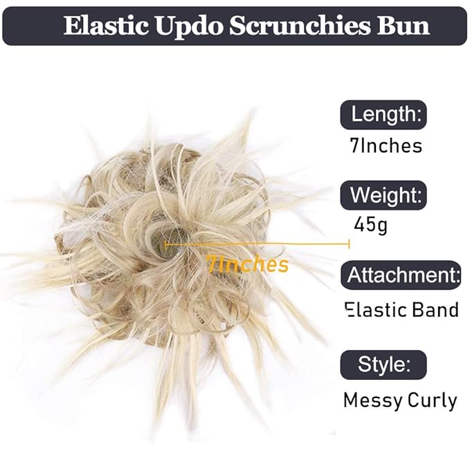 HMD Tousled Updo Messy Bun Hair Piece Hair Extension Ponytail With Elastic Rubber Band Updo Extensions Hairpiece Synthetic Hair Extensions Scrunchies Ponytail Hairpieces for Women 85H88#