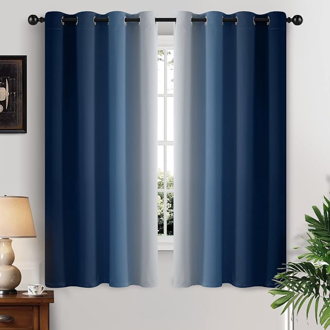 Yakamok Ombre Curtains Blue and Greyish White by Yakamok
