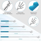 4 Pack Different Back Scratcher Metal Back Massager Set, Extendable Portable Telescoping with Beautiful Box, Gifts for Men Women Kids Adults Stocking Stuffers (Blue)