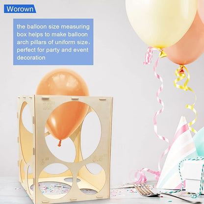 Worown 18 Holes Collapsible Wood Balloon Measurement Box, 1-12 Inch Sizer Cube - Image 5
