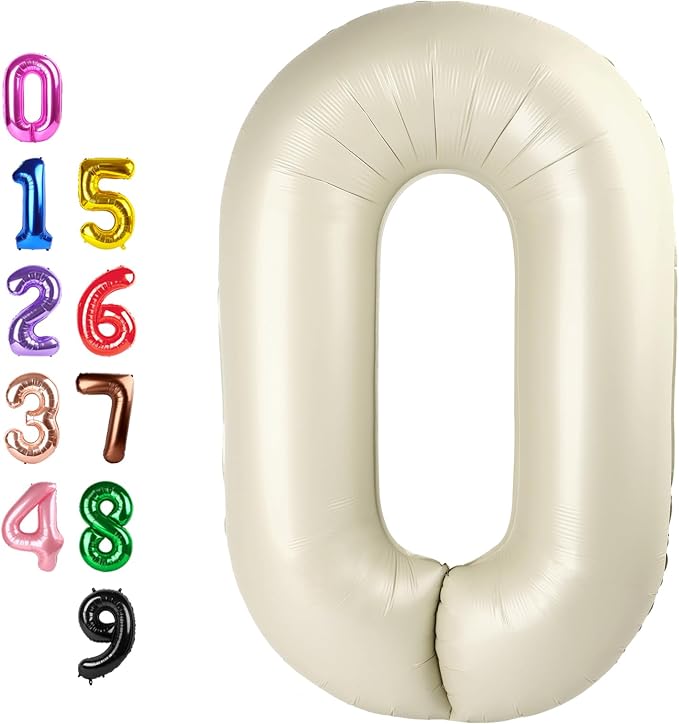 0 Balloon 40 inch Cream Number Balloons by Enyeopd