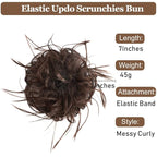 HMD Tousled Updo Messy Bun Hairpiece Hair Extension Ponytail with Elastic Rubber Band Updo Ponytail Hairpiece Synthetic Hair Extensions Scrunchies Ponytail Hairpieces for Women