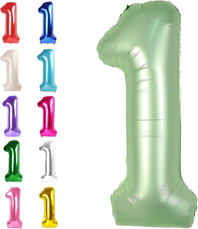 Sage Green Number 1 Balloon 40 inch, 1st Birthday Party Balloons Decorations | by Upgesy