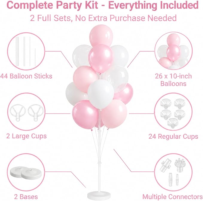Clear Pastel Pearl Pink Balloon Column Kit - Image 2