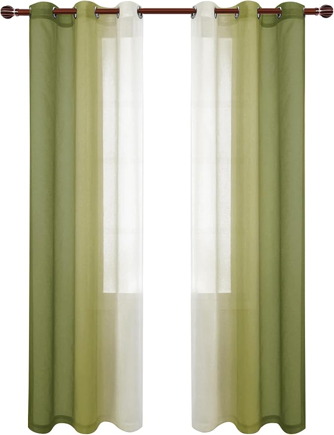 DWCN Olive Green Ombre Sheer Curtains - Image 8