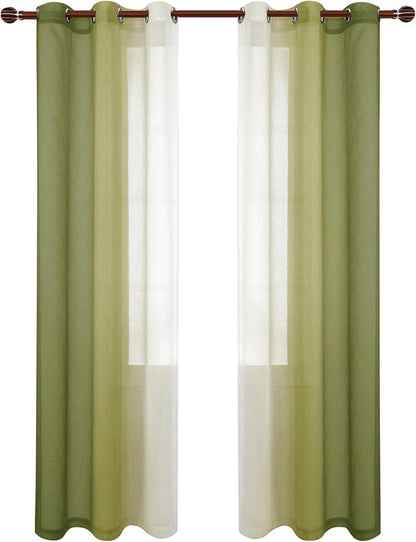 DWCN Olive Green Ombre Sheer Curtains - Image 8