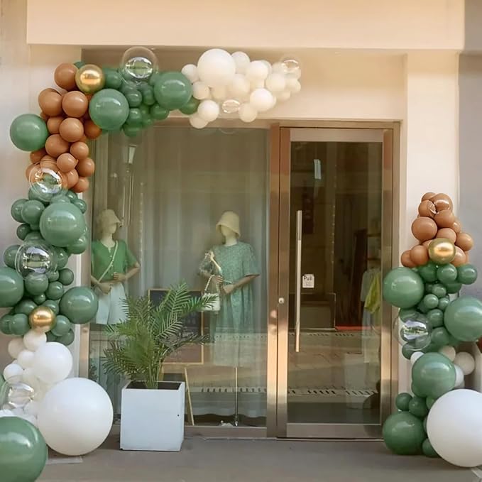 MEBAY Sage Green Brown White Garland Arch Kit - Image 5