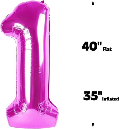 Rosy Purple Number 1 Balloon 40 inch, 1st Birthday Party Balloons Decoration | - Image 3