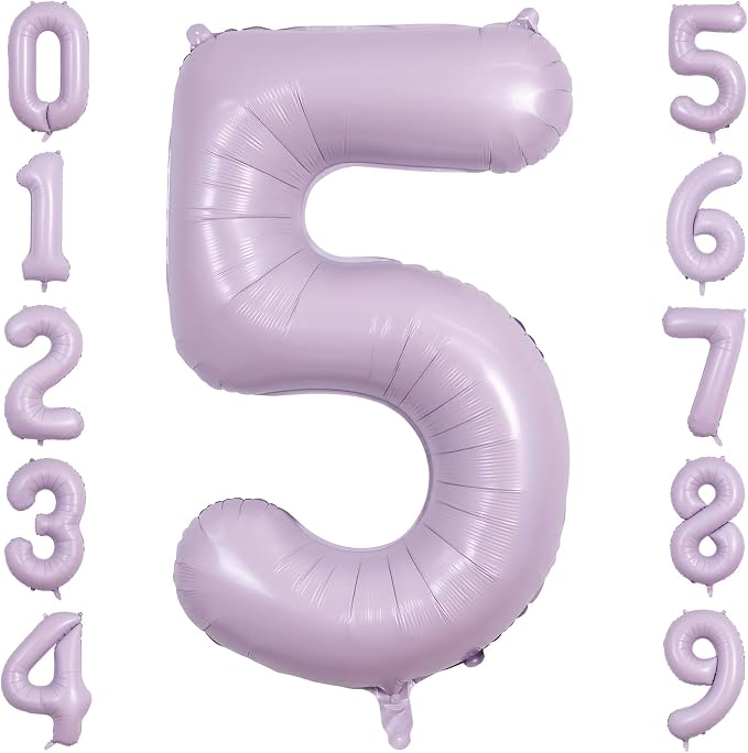 40" Pastel Purple Foil Number 5 Balloon by TNCDJKPA