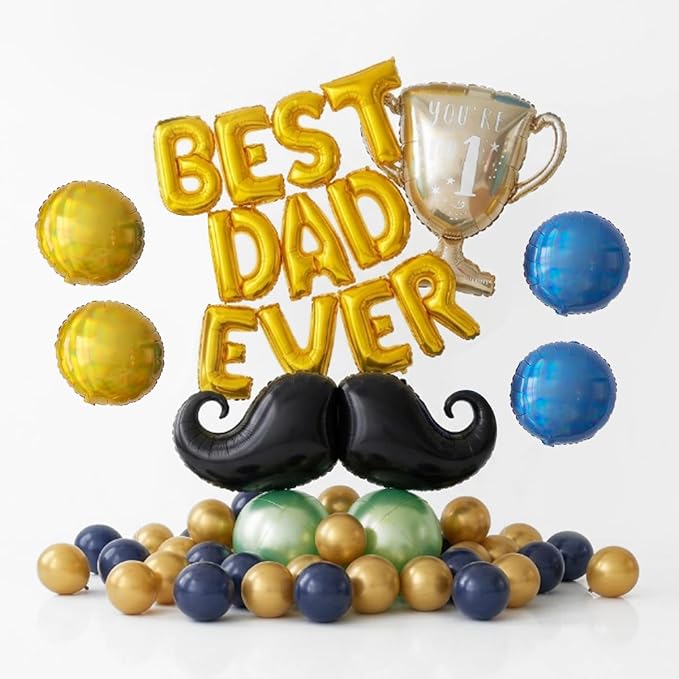 45 PCS Fathers Day Gift for Dad Happy Birthday Foil Balloon Party Decorations by Vrukiaa
