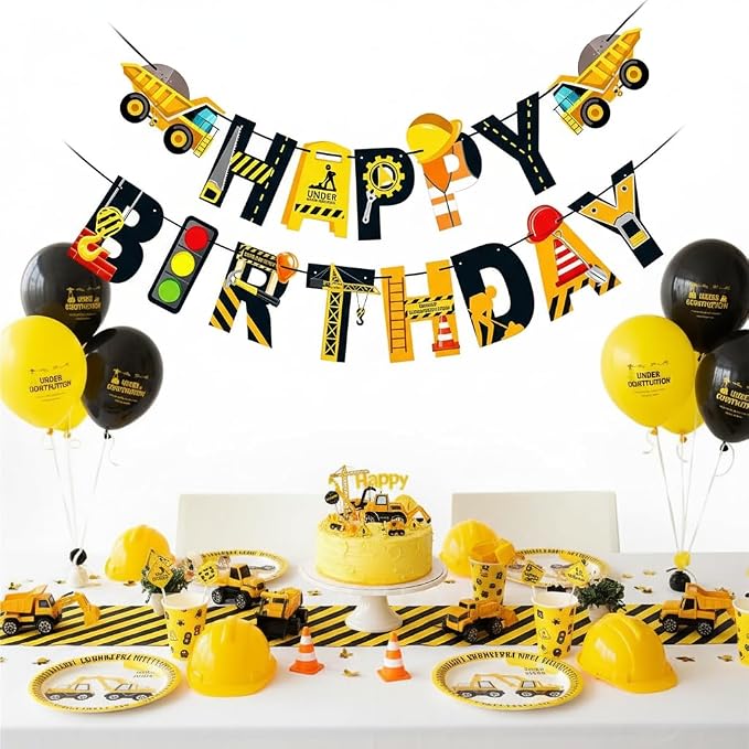 Happy Birthday Banner Construction Party Decorations, Vehicle Truck Birthday - Image 5
