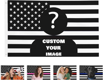 Custom Black American Flag 3x5 Ft Outdoor, Personalize Print Your Own by Nxwdwqa