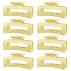 TOCESS Hair Claw Clips for Women - 8PK Large Neutral Matte Square Jumbo Hair Clips for Thick, Thin, Long, Short, Curly Hair Girls, Big Jaw Clip Set for Daily Use (Lemon Yellow)