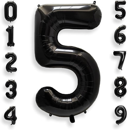 AULE 40 Inch Black Number Balloon 5 Foil 0-9 Birthday Big Numbers | Birthday by AULE