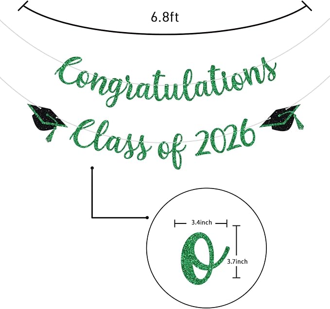 Congratulations Class of 2026 Banner, Congrats Grad Party Decor, 2026 - Image 2