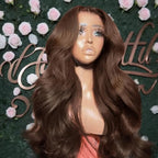 2X6 SKINLIKE HD Lace Closure Wigs Human Hair, Chocolate Brown Lace Front Wig, Body Wave Human Hair Wig Pre-Plucked Bleached Knots 250% Density HD Lace Closure Wigs 28 Inch