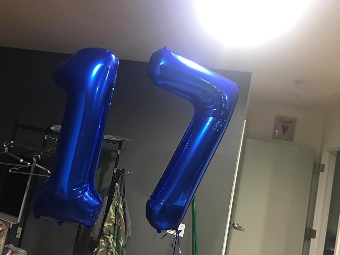 7 Balloon Numbers Birthday Decorations, 40In Navy Blue Balloons - Image 2