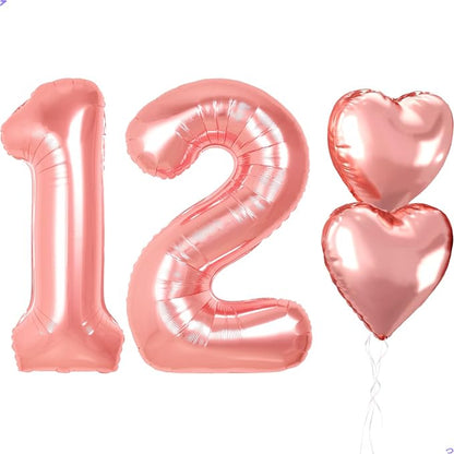 Rose Gold 12th Birthday Decorations, 40 inch Large 12alloon Numbers by Unknown