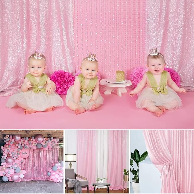 Pink Sequin Backdrop for Party Decor 10FTx10FT | 1 Panel, Glitter Sequin - Image 5