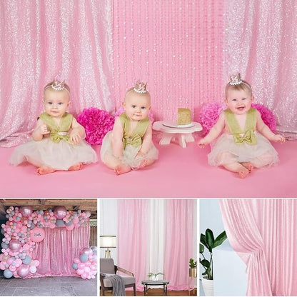 Pink Sequin Backdrop for Party Decor 10FTx10FT | 1 Panel, Glitter Sequin - Image 5