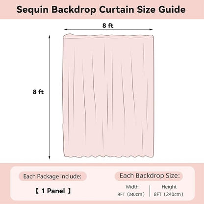 Sugargirl White Iridescent Sequin Backdrop Curtain 8FTx8FT Glitter White - Image 6