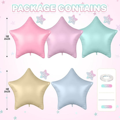 Pastel Star Balloons, 18 Inches Colorful Star Foil Balloon - Image 2