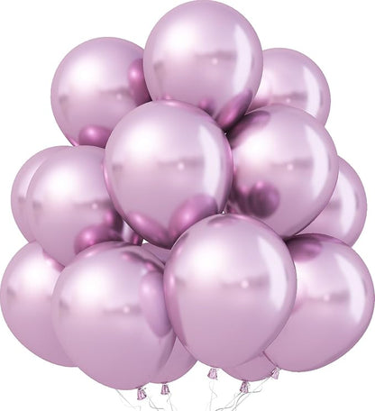 Jobkoo Metallic Pink Balloons, 12Inch Chrome Light Pink Balloons 30Pcs Light by Jobkoo
