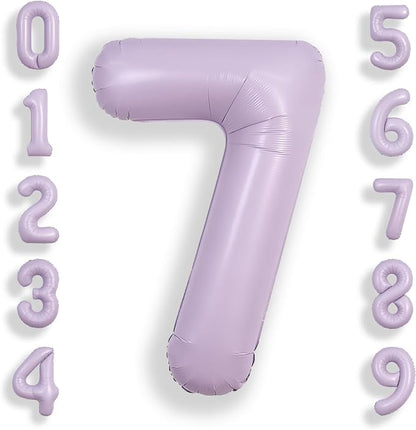 SUWEN 40 Inch Light Purple Lavender Big 7 Balloon Number Foil Helium 0-9 | 7th by SUWEN