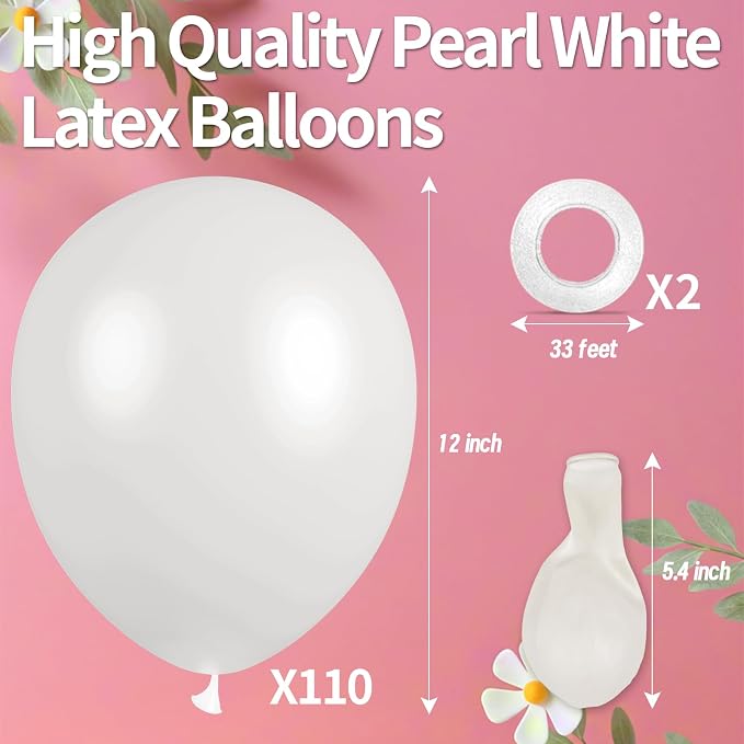 Pearl White Balloon 110pcs, 12 Inch Thickened Latex Party Balloons Helium - Image 2