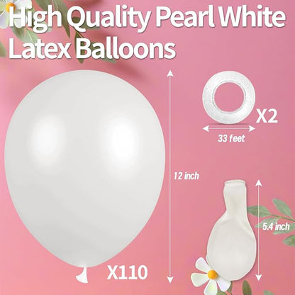 Pearl White Balloon 110pcs, 12 Inch Thickened Latex Party Balloons Helium - Image 2