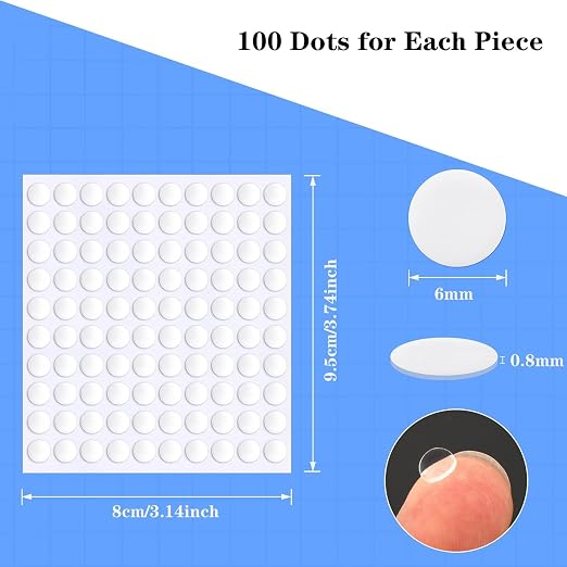 JUNEBRUSHS 1500 Pieces Double Sided Adhesive Dots, Acrylic Round Putty - Image 2