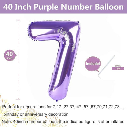 Purple Number Balloons, 40 Inch Purple Balloon 7.7 Helium Balloon 7th Birthday - Image 2
