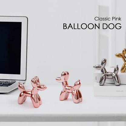 Notakia Cute Ceramics Pink Balloon Dog Statue Crafts Living Room Desktop - Image 6