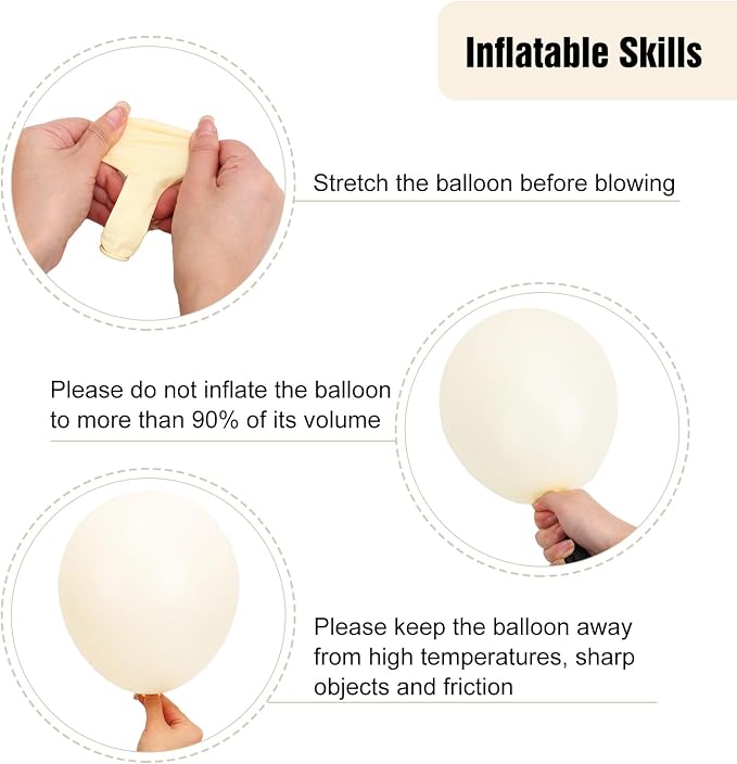 RUBFAC White Cream Balloons Arch Ivory White Wedding Balloon 154pcs | Beige - Image 4