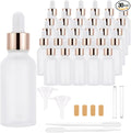 30 Pack 30ml Frosted Glass Dropper Bottles for Essential Oils, 1oz Eye Dropper Bottles with Rose Golden Caps for Travel, Small Empty Glass Tincture Vials with Droppers, Funnels & 30 Labels